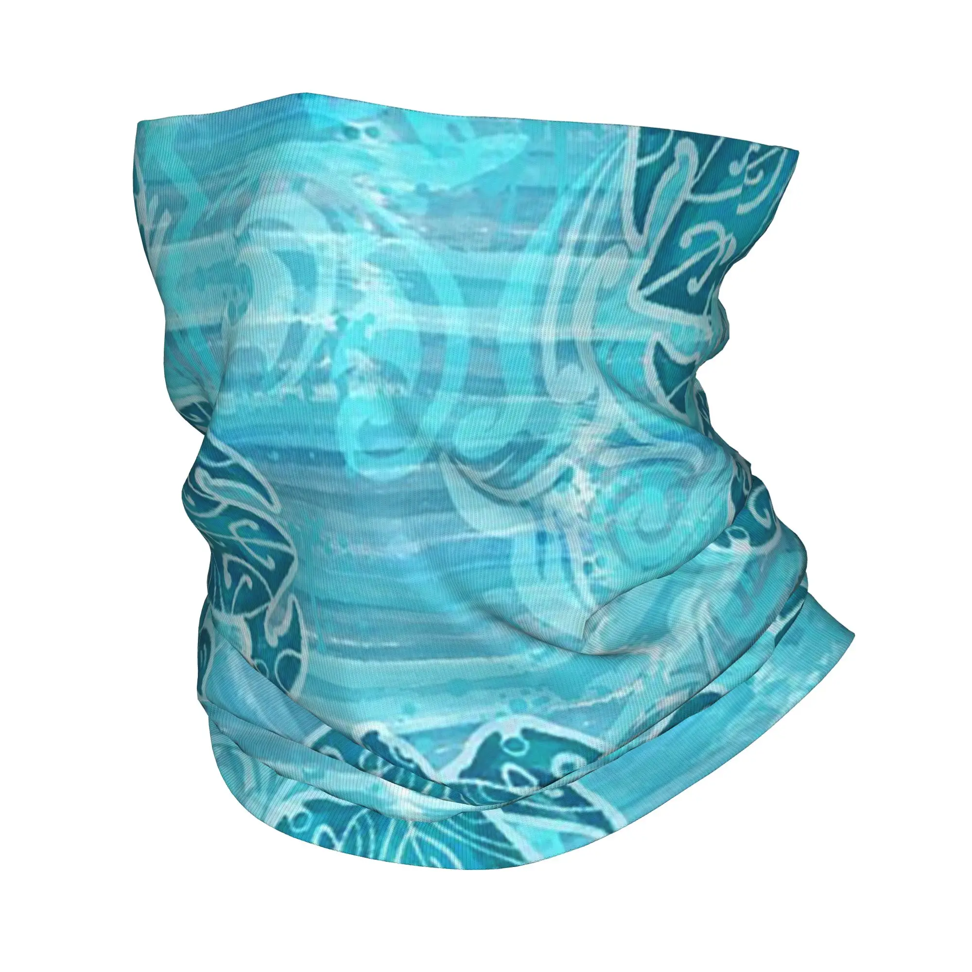 Blue Hawaiian Tribal Sea Turtle Bandana Neck Gaiter Printed Wrap Mask Scarf Multi-use Cycling Scarf Cycling For Men Women Adult