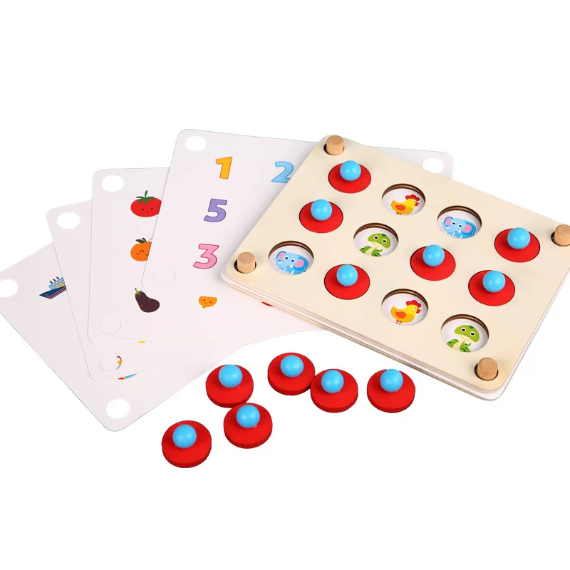 Scacchi di memoria per bambini in legno Educazione precoce Giocattoli educativi Formazione per bambini Osservazione della memoria Concentrazione Giochi di logica