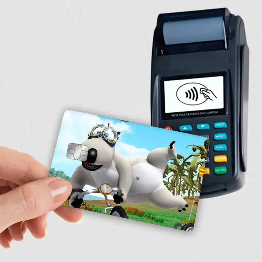 C-Cartoon B-Bernard Bear  Waterproof Film Skin Cover Credit Card Stickers Debit Front Bank Bus Pass