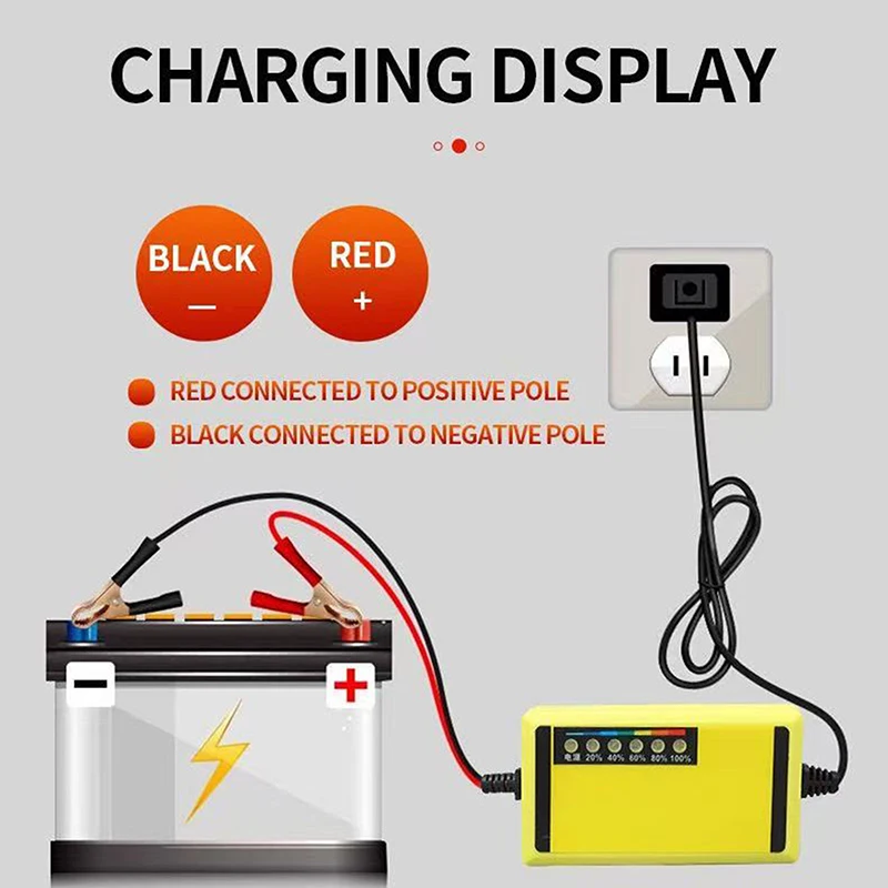 12V 4AH-20AH Car Battery Charger 220V Power Puls Repair Charger Wet Dry Lead Acid Battery LED Display Moto Truck Battery Charger