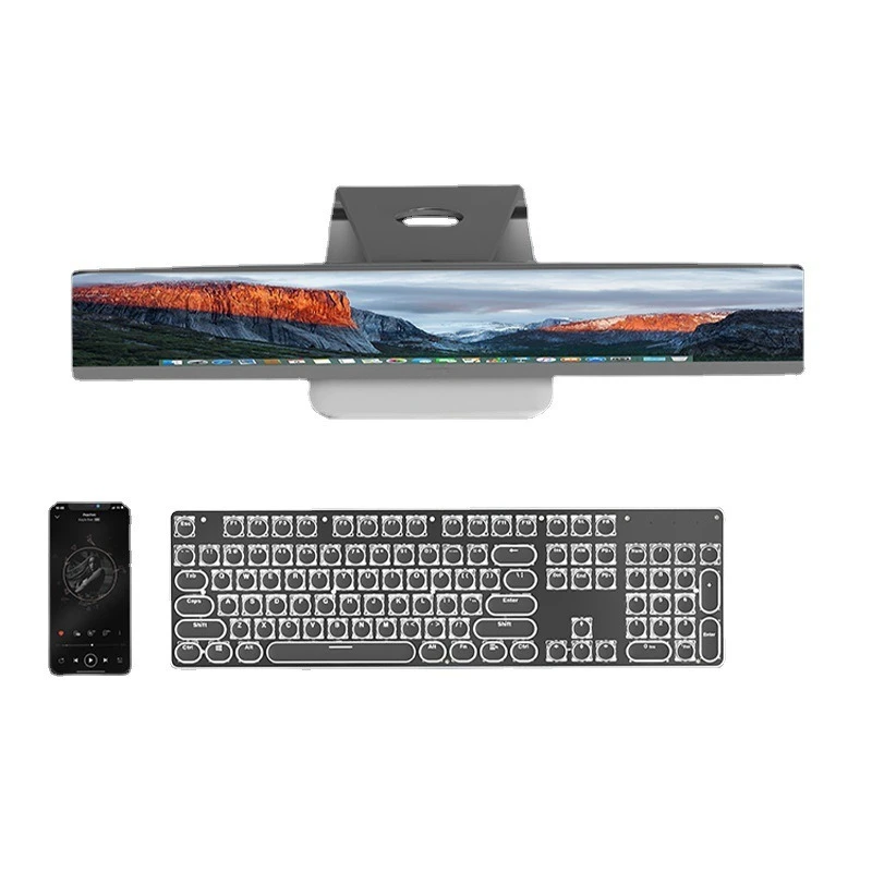 

Three-mode mechanical keyboard wireless metal retro girl