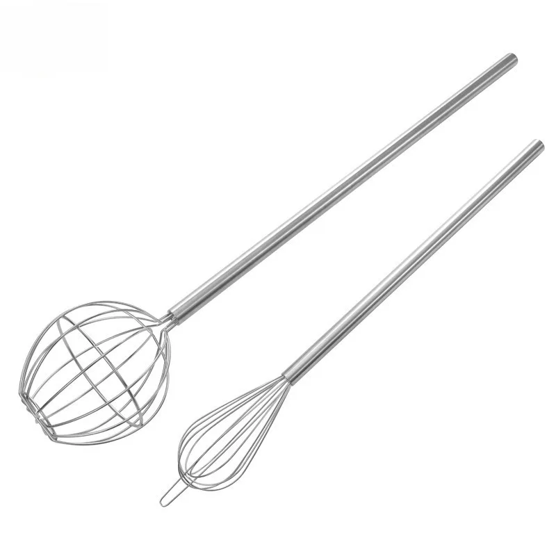 Long Handle Stainless Steel Whisk, Manual Egg Beater for Home Baking Cooking Mixing