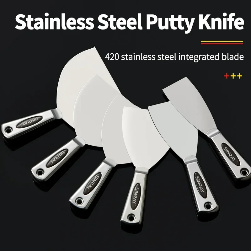 Stainless Steel Integrated Putty Knife Scraper Spatula Putty Painter Paint Tool Plaster Shovel Clean Spatula Construction Tool