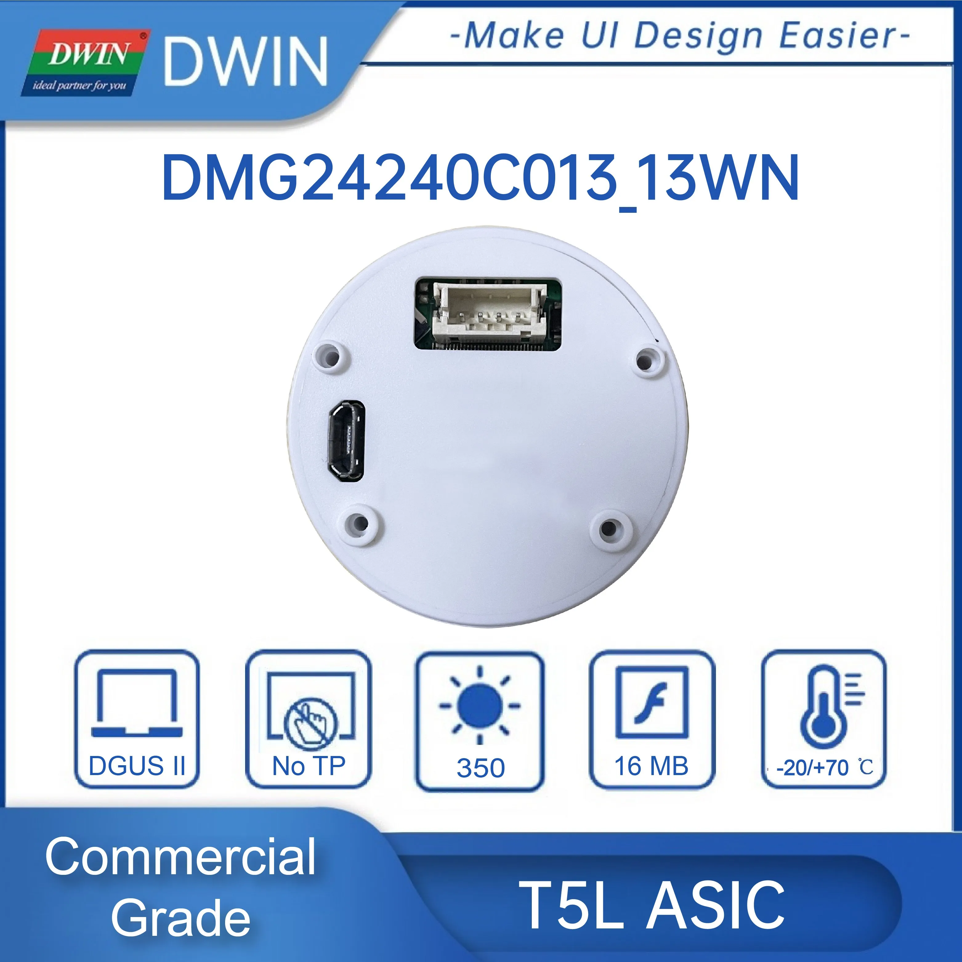 DWIN-tela giratória circular com ângulo de visão largo, resolução de 240x240 pixels, 262K, Color IPS-TFT, LCD, DMG24240C013 _ 13WN, 1,3 polegadas