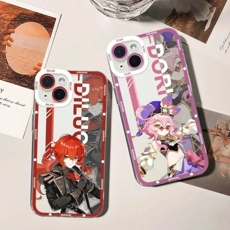 Genshin Impact Dori Diluo Phone Case For Xiaomi 13 Redmi Note 10 12 11 Pro Lite Proplus Pocox3GT F3 Transparent Angel Eyes Cover