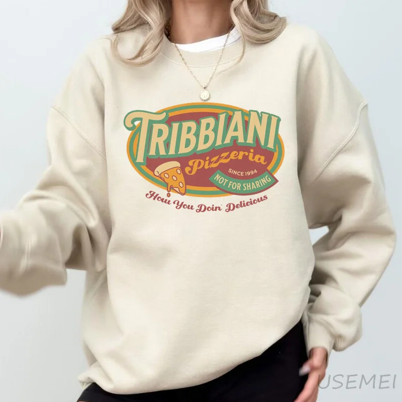 Tribbiani Sweatshirt Female Friends 90s TV Show Sweatshirts How You Doin Printed Pullover Long Sleeve Top Hoodie Women Clothes