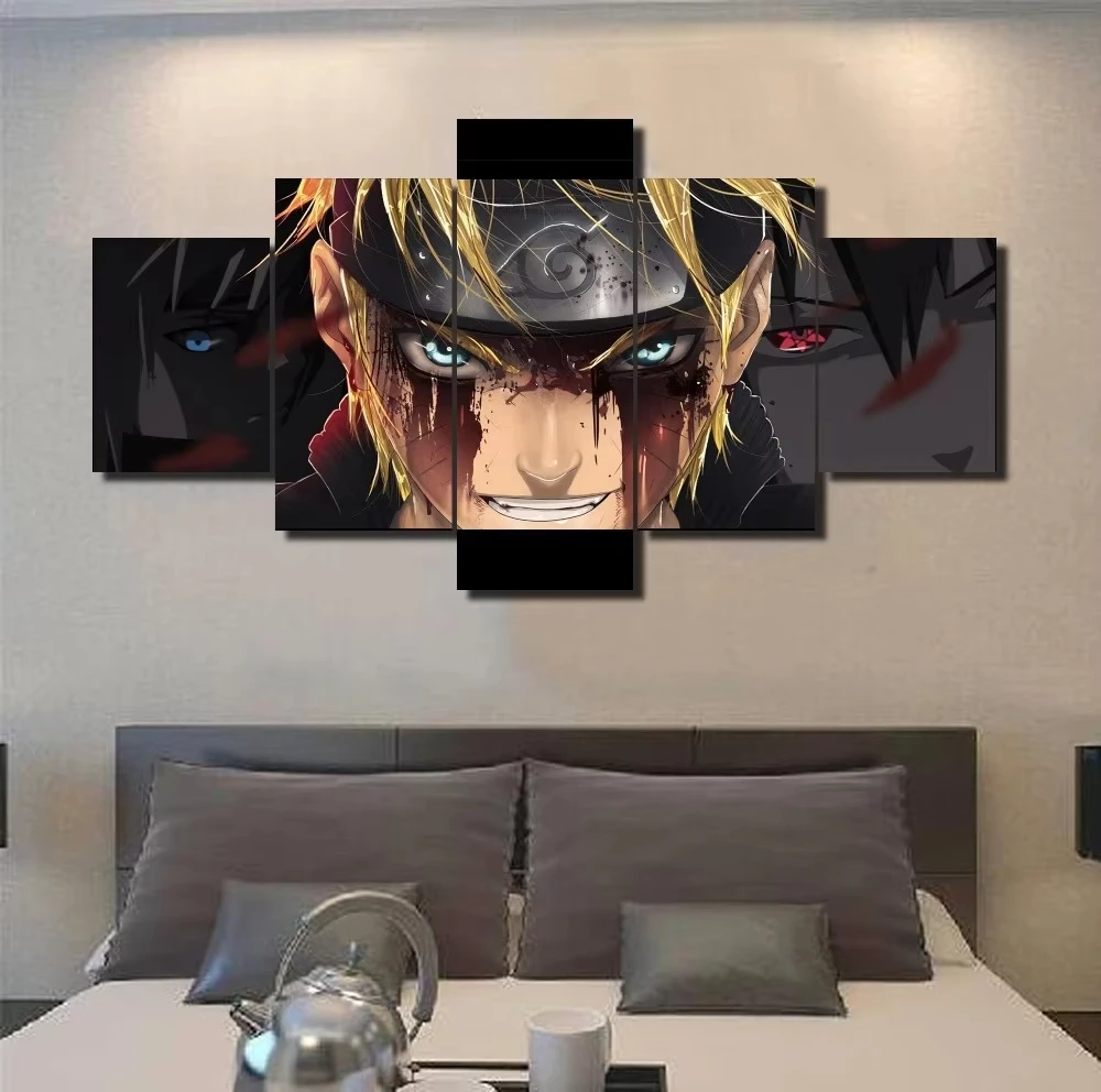 Unframe HD Printed 5 Piece Modular Home Decor Wall Art Naruto Anime Paintings on Canvas Wall Art for Home Decorations Wall Decor