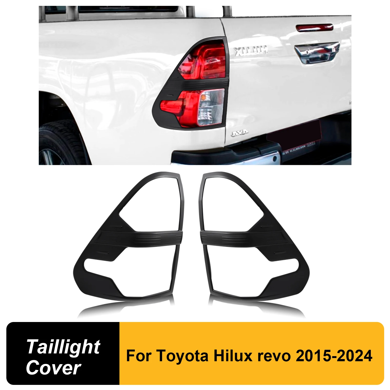 

Car Taillight Surround Cover Trims for Toyota Hilux revo 2015-2020, 2021+ models ABS Matte Black Rear Lamp Hoods Exterior Access