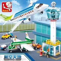 AIRBUS Air Space Street View Civil Aviation City Passenger Plane Cargo Airport Construction Building Blocks Educational Kids Toy