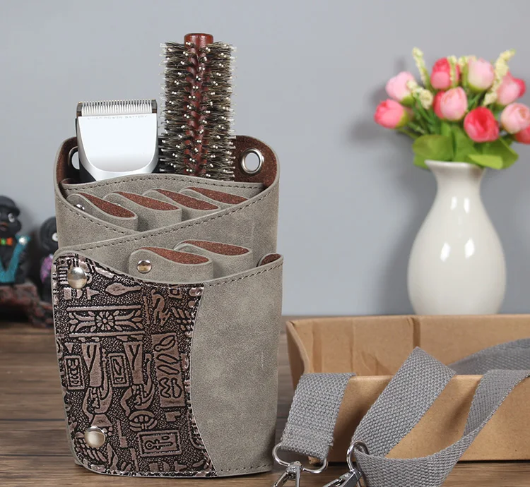 Forbici del Cuoio Genuino del Sacchetto Strumenti di Cura Dei Capelli Salone di Barbiere di Parrucchiere Tasche Fondina Toolkit Lavorato Hairstylist