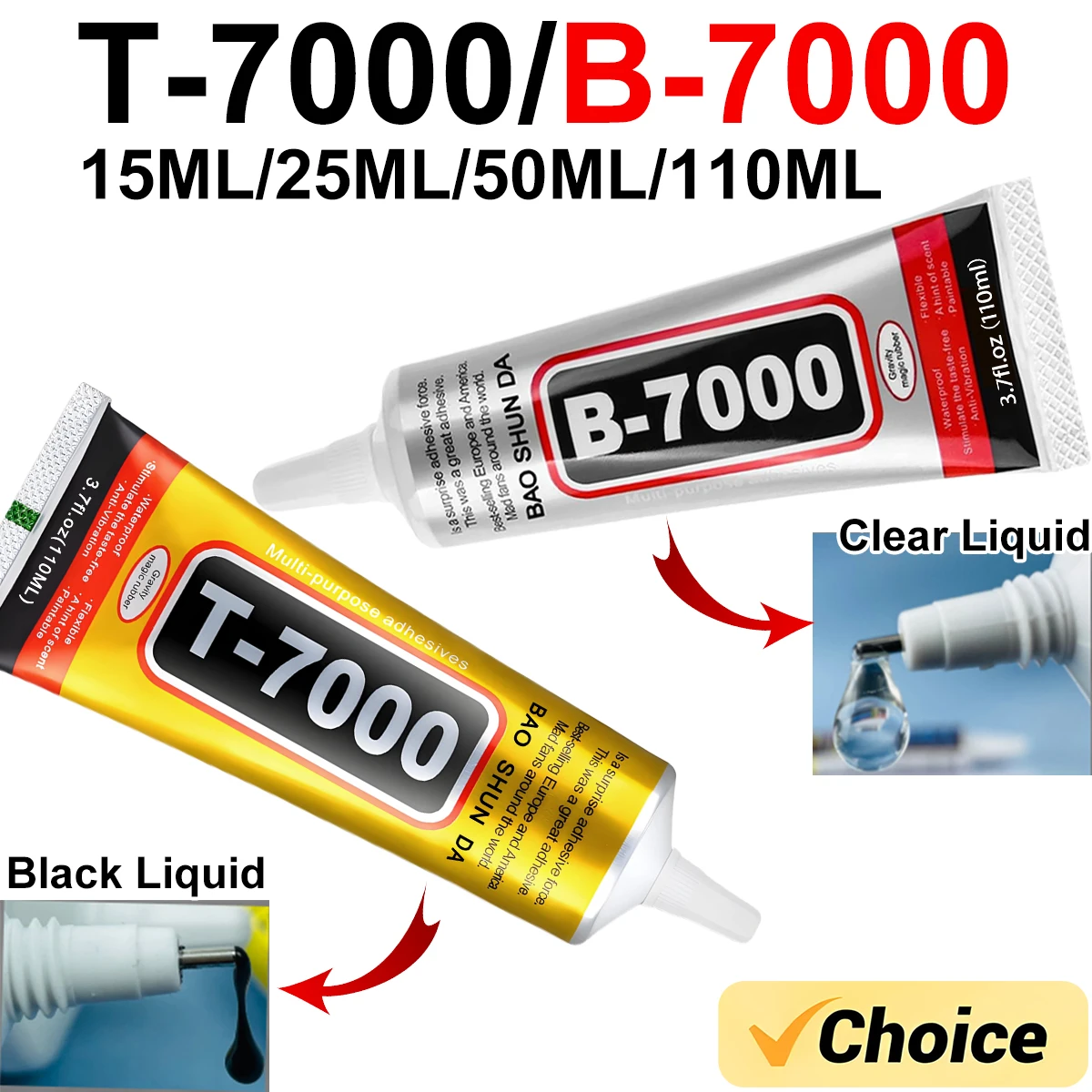 T7000/B7000 High-Quality Waterproof Super Glue  Instrument Loud Speaker Repair Glue  Precise application with no adhesive overflow for Suona Guitar Violin Drum Trumpet 15/50/110ML.