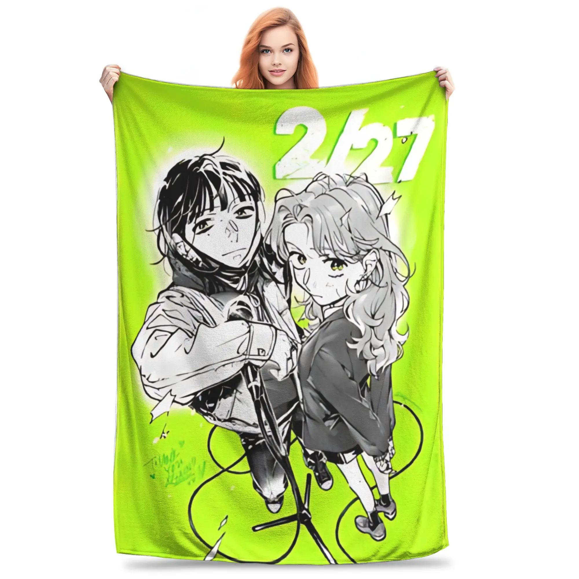 The Guy She Was Interested in Wasn't a Guy at All Anime Fuzzy Blanket  Funny Throw Blankets for Bed Sofa Couch 150*125cm Quilt,