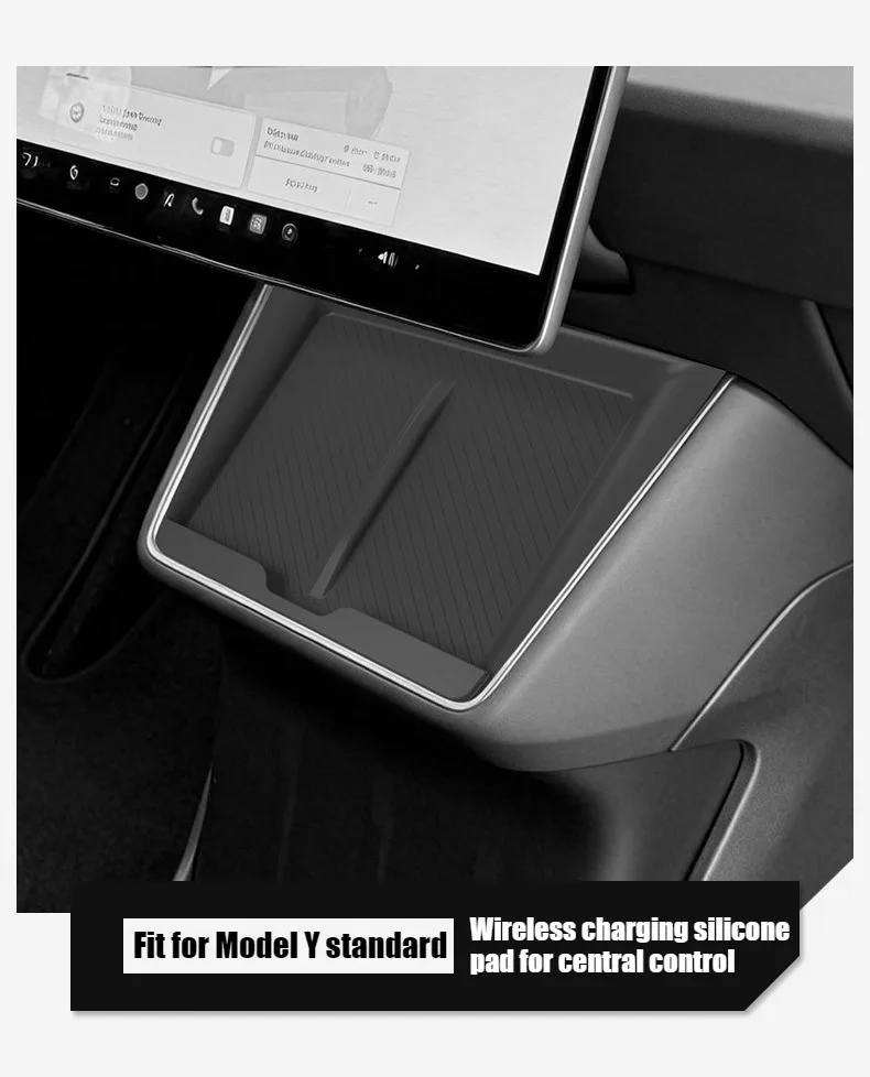 Für Tesla Model Y 2025 2026 Standard Center Kabelloses Ladepad Rutschfeste Telefonladematte Schützende Auto-Innenausstattung – Detail 9