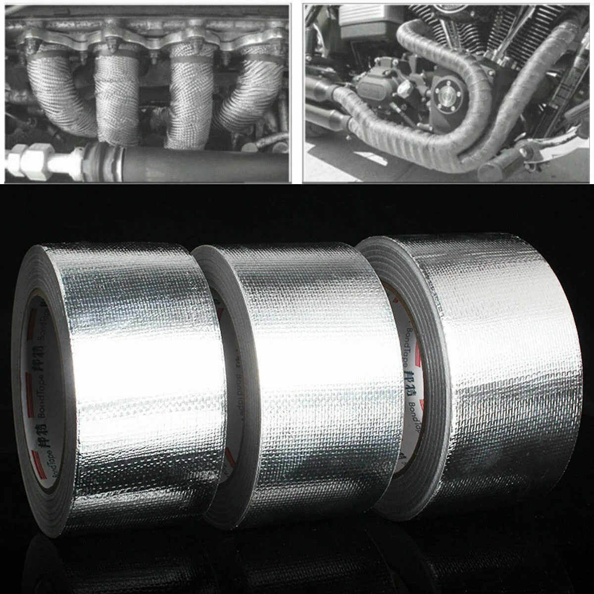 Heat Shield Wrap Tape Auto Exhaust Pipe Adhesive Reflective Aluminum 5cm*25m