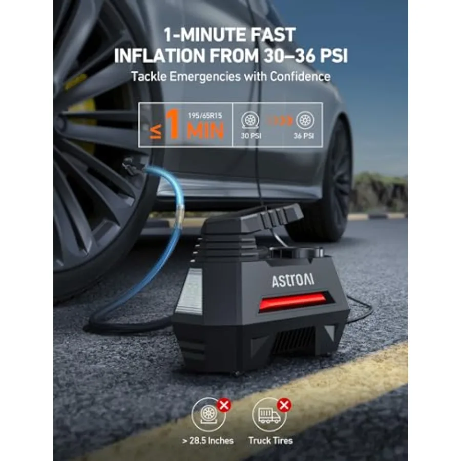 منفاخ إطارات ضاغط الهواء بطول 12 قدم مع سلك تمديد ولاعة السجائر لصيانة المركبات والاستخدام الخارجي عالي الضغط Ai