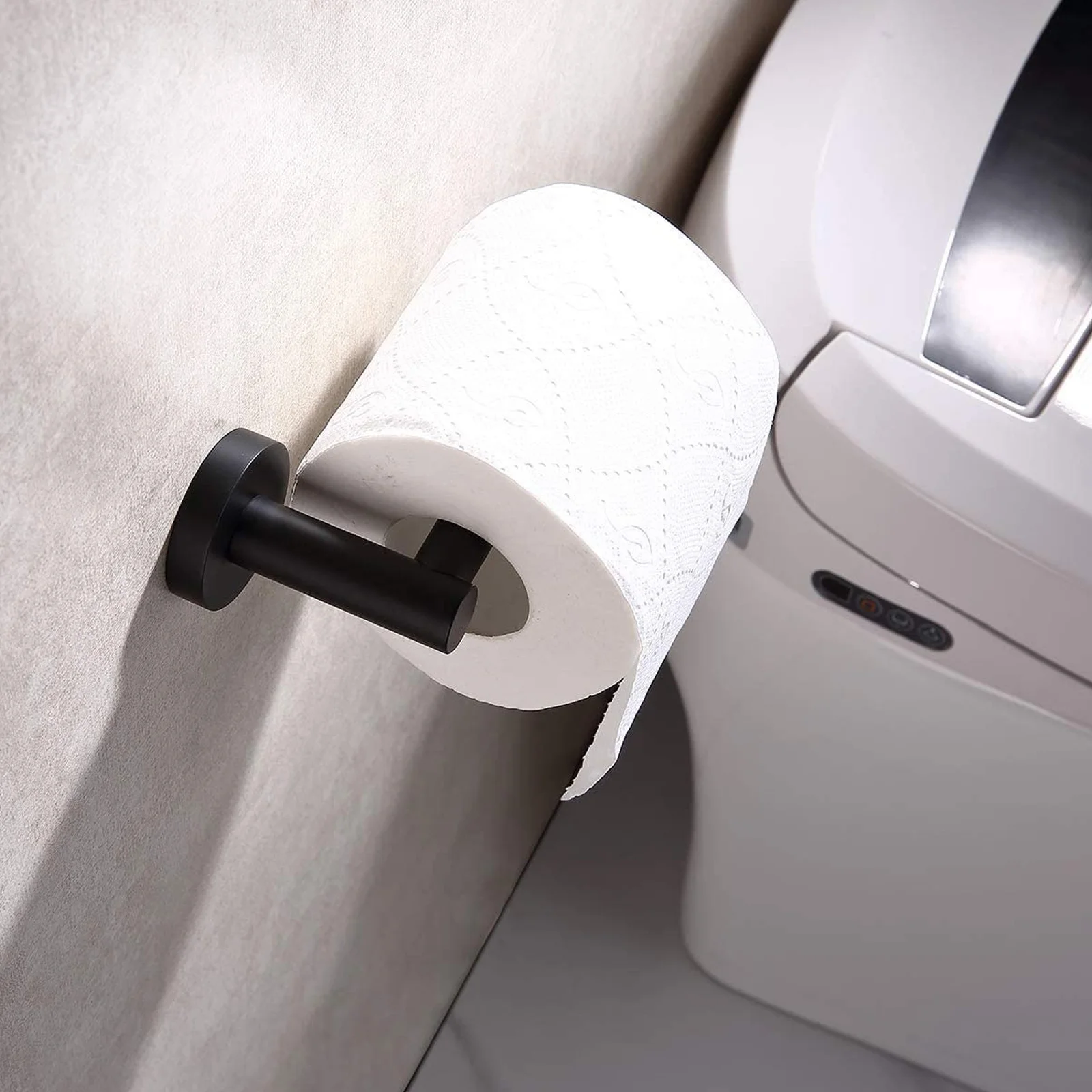 رف مناديل مثقوب حامل من الفولاذ المقاوم للصدأ الأسود لحامل مناديل دعم الورق المطبخ والحمام