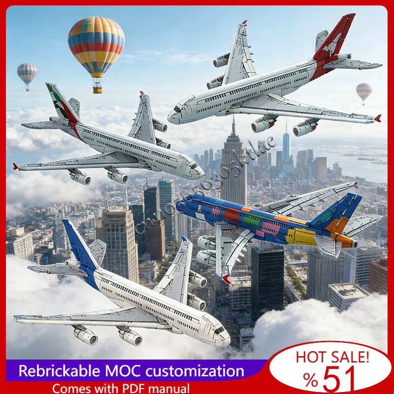 NEW Airlines A380 Aircraft Modify Building Retractable Flaps Block Model Children Assembly Educational DIY Set Christmas Gifts