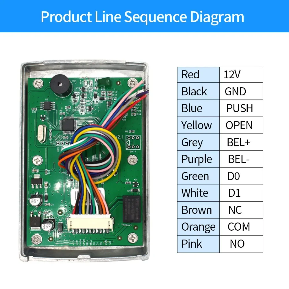 Metalen toetsenbordlezer Achtergrondverlichting RFID 125 kHz Toegangscontrolesysteem Proximity Card Standalone 1000/2000 Gebruikersdeurslottoegang