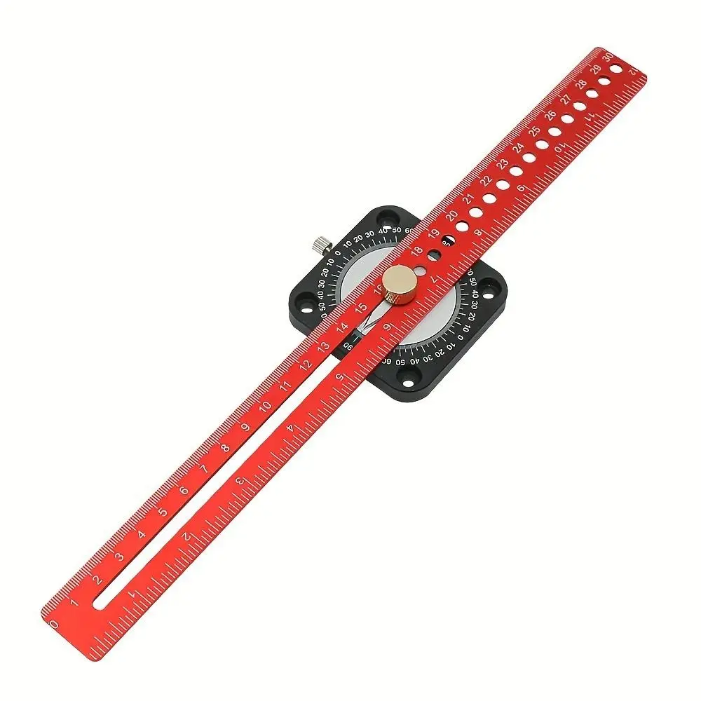 T-type Woodworking Scriber Aluminum Adjustable Compass Angle Scoring Ruler Multi functional 360° Angle DIY Measuring Tools