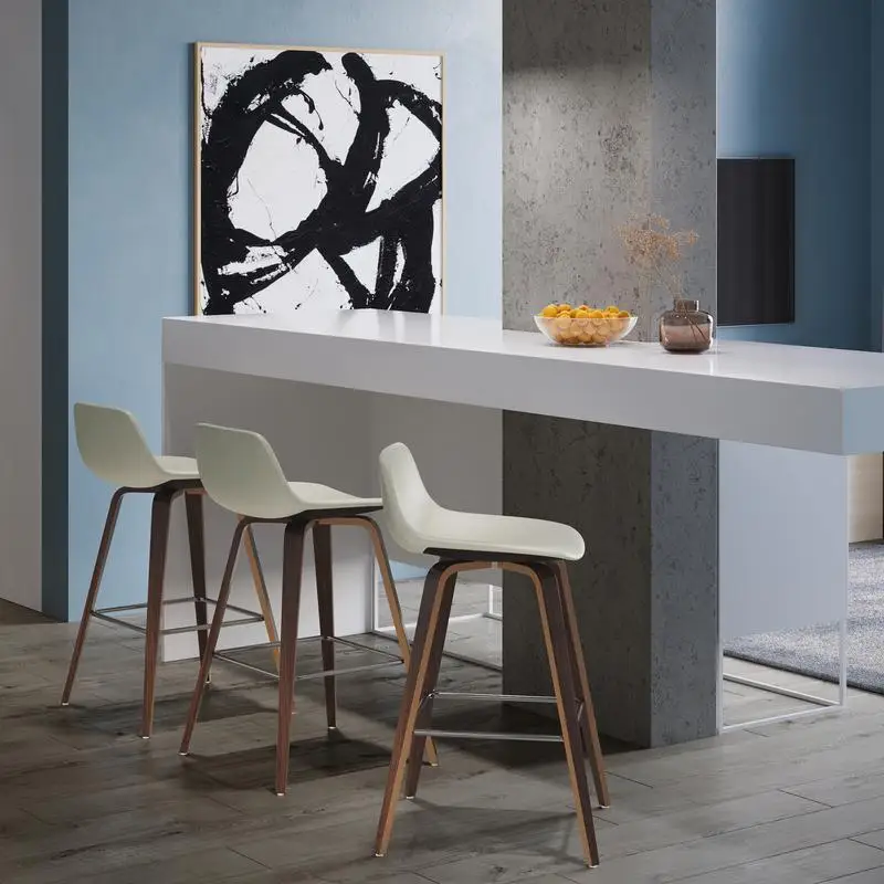 ชุดเก้าอี้สตูลเคาน์เตอร์/บาร์ทรงโค้ง 2 ตัว