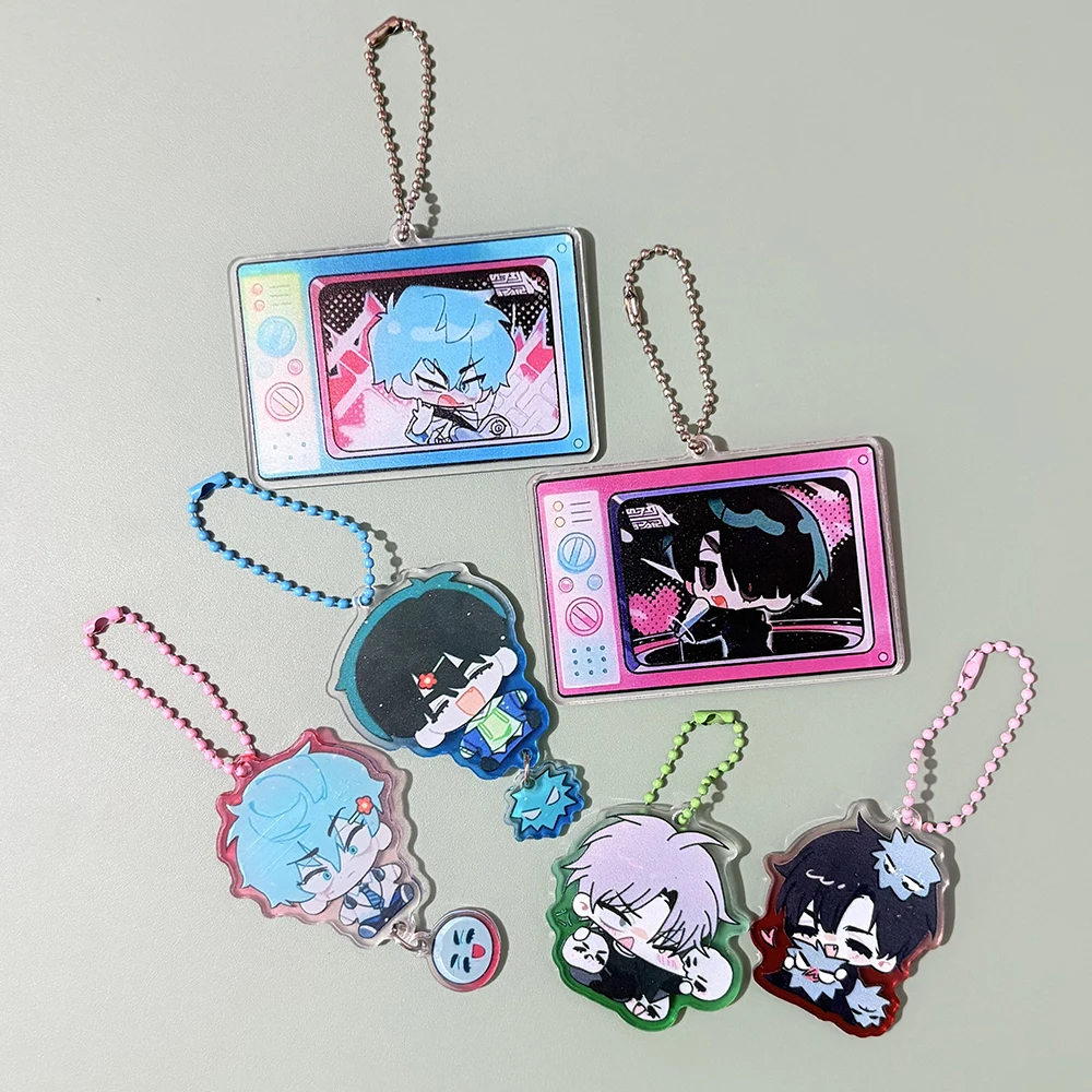 Comic Alien Stage IVAN & TILL Keychain 2pcs/set Cartoon Figure Acrylic Keyring Schoolbag Key Pendant Cosplay Props Party Gifts