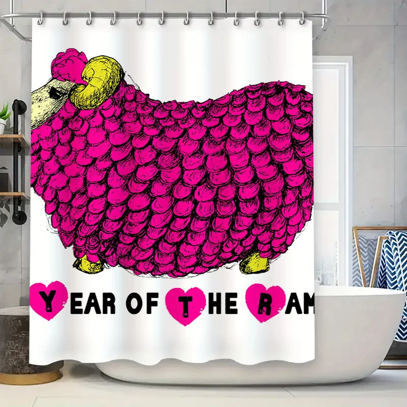 

Red Chevron Shower Curtain Waterproof Fabric Rectangular Bath Decorative Washable Modern Decoration Home Hotel Decor (White Re