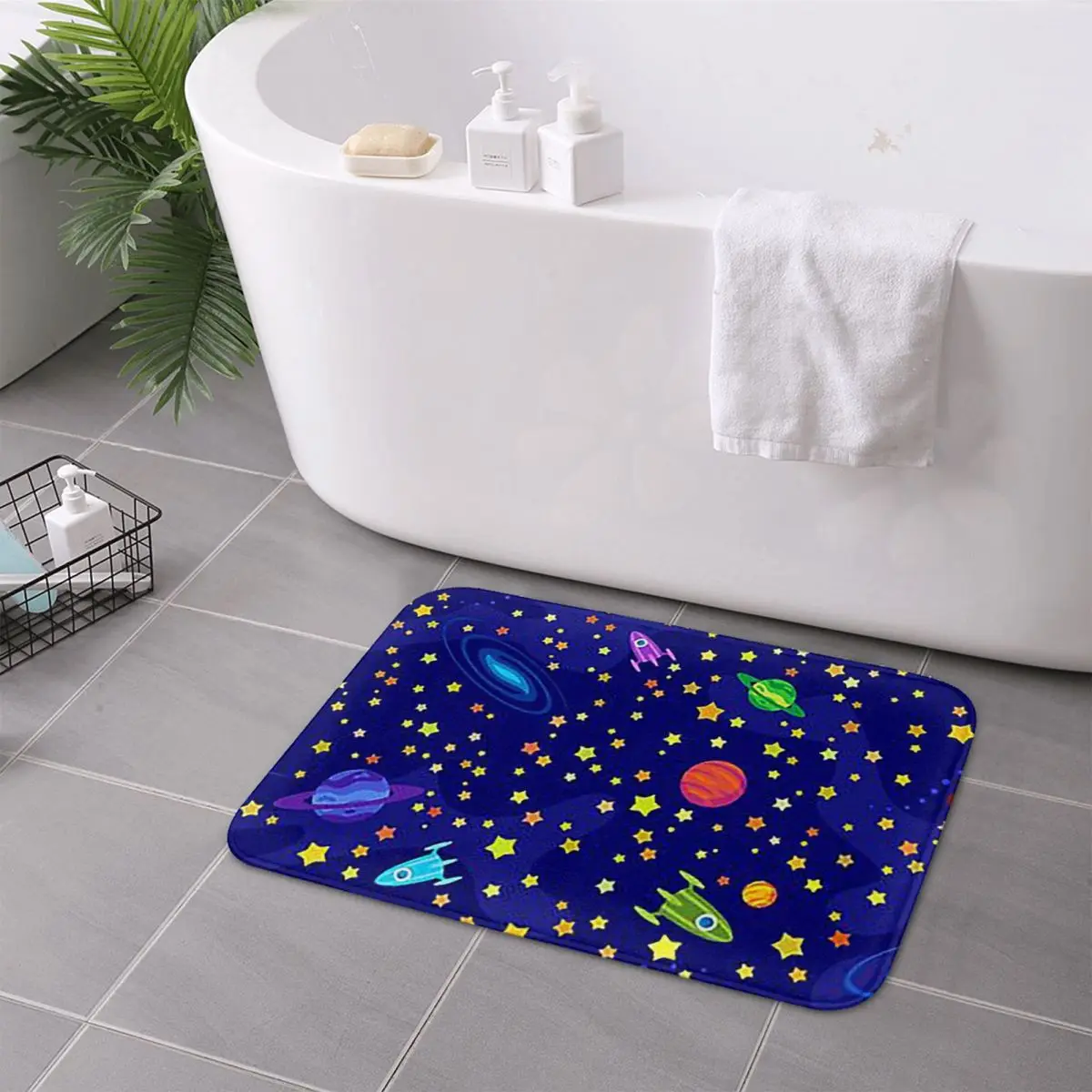 Starry Sky Space Galaxy Sun Moon Anti-slip Doormat Floor Mat Antiwear Carpet Rug for Kitchen Entrance Home Bathroom Footpad Mats