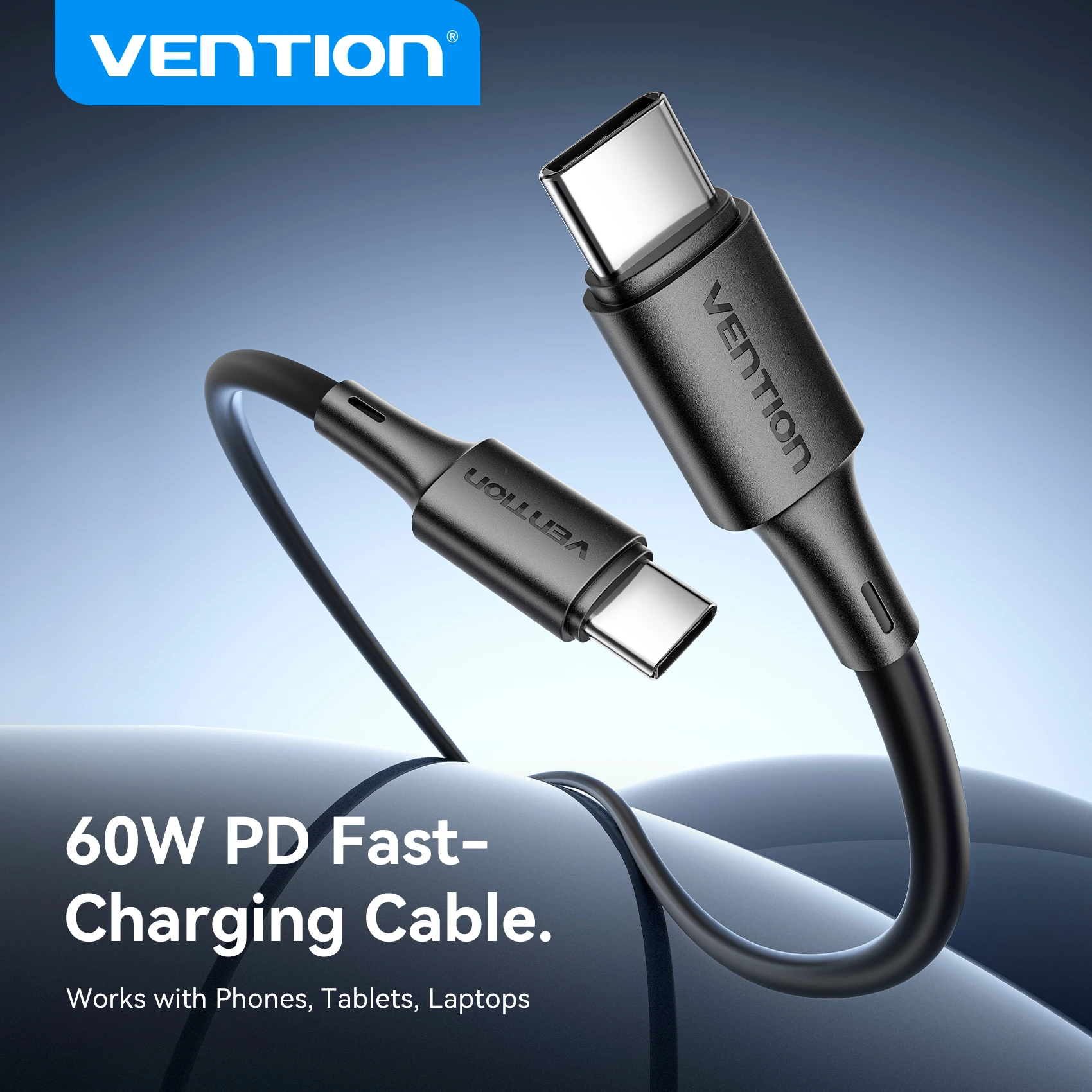 

Vention 60W USB Type C to USB C Cable for iPhone 17 16 15 Samsung S25 S24 Fast Charging USB-C Type C Phone Charge Wire Cord Data