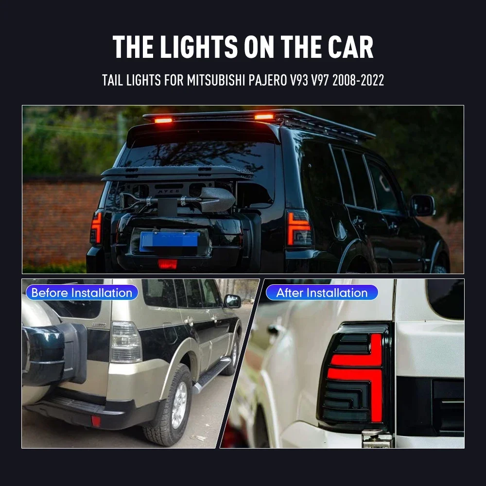 Pair Of LED Tail Lights For Mitsubishi Pajero V93 V97 2008-2022 DRL Reverse Brake Turning Signal Car Rear Tail Light Assembly