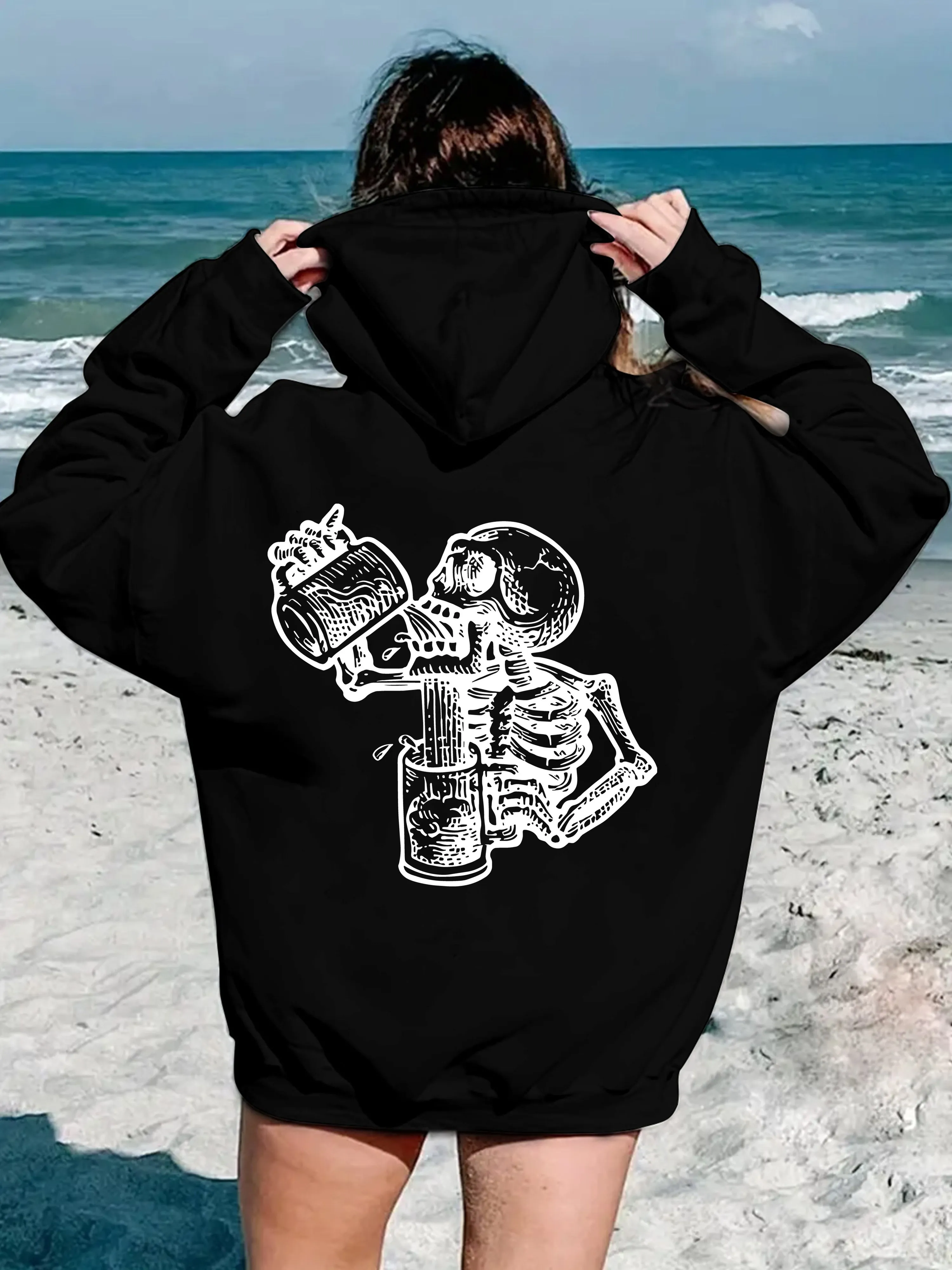 

Мужские и женские толстовки с графическим принтом черепа, осенние и зимние толстовки из чистого хлопка, повседневные уличные виды спорта, свободные тренировочные бренды