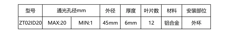 Precision Manual Adjustable Diaphragm, Variable Aperture, Optical