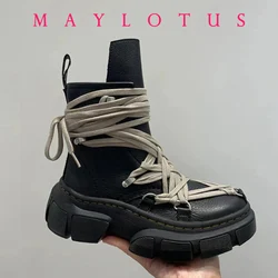 Cross Strap High-Top Boots for Men Side Zippers Outdoor Booties Male Shoes Unisex Luxury Handmade Novelty Shoes New in Boots s