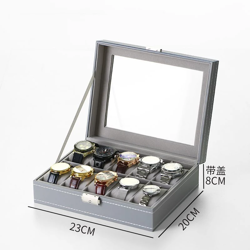 กล่องนาฬิกาหนัง PU แบบมีช่องใส่นาฬิกาสำหรับผู้หญิงเกรดสูง3/6/10/12สีเขียว/เทา