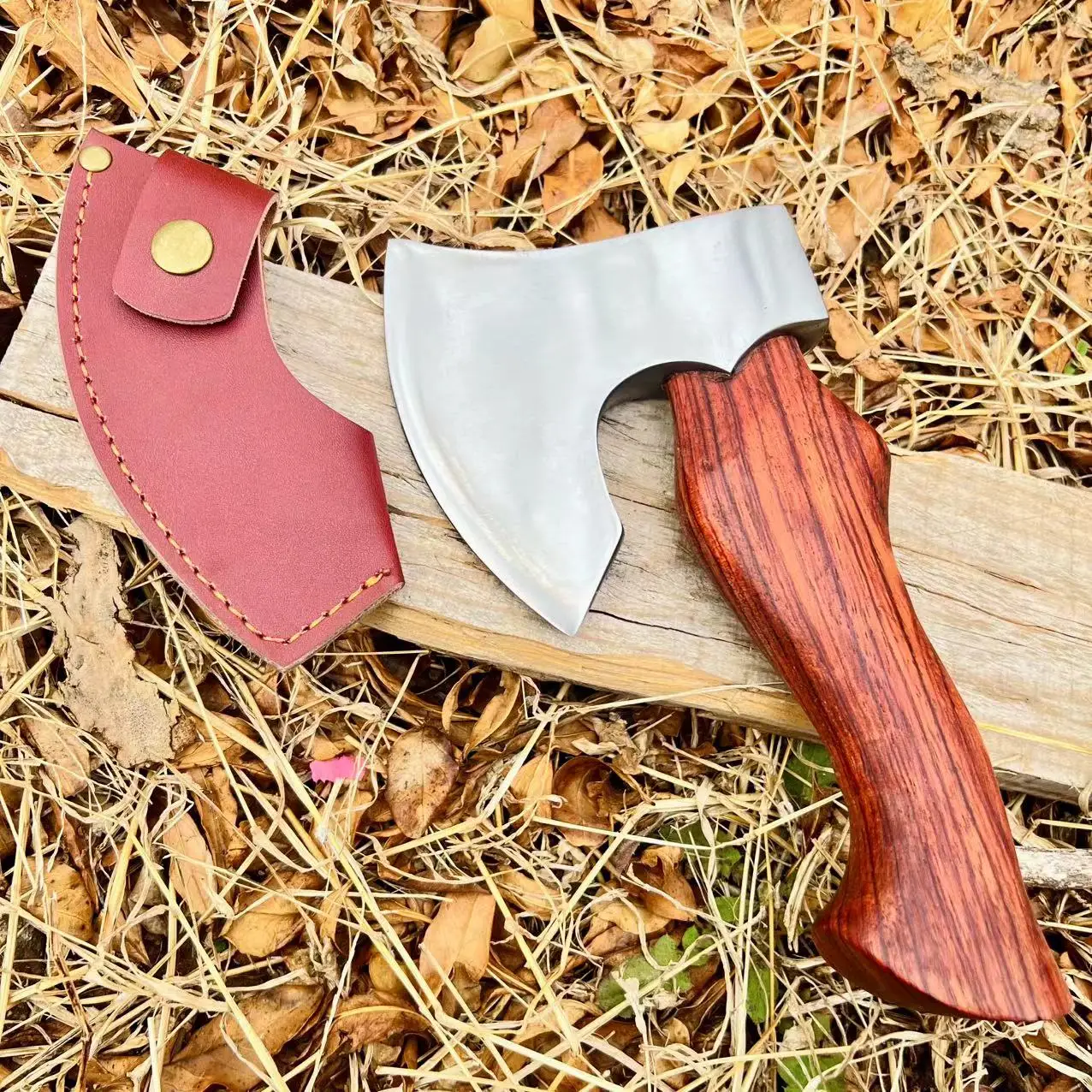 

New All Steel Forged Hand Polished Handle Battle Axe Outdoor Camping Tree Chopping Axe Mirror Can Be Coated with Grout for Play