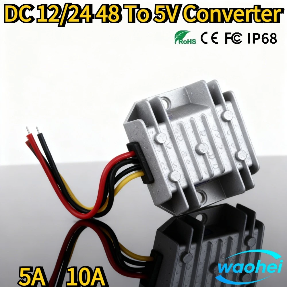

DC12V/24V/48V to 5V 5A 10A 25W 50W Step Down Power Converter Voltage Regulator Buck Supply Module For Car Waterproof Module UL