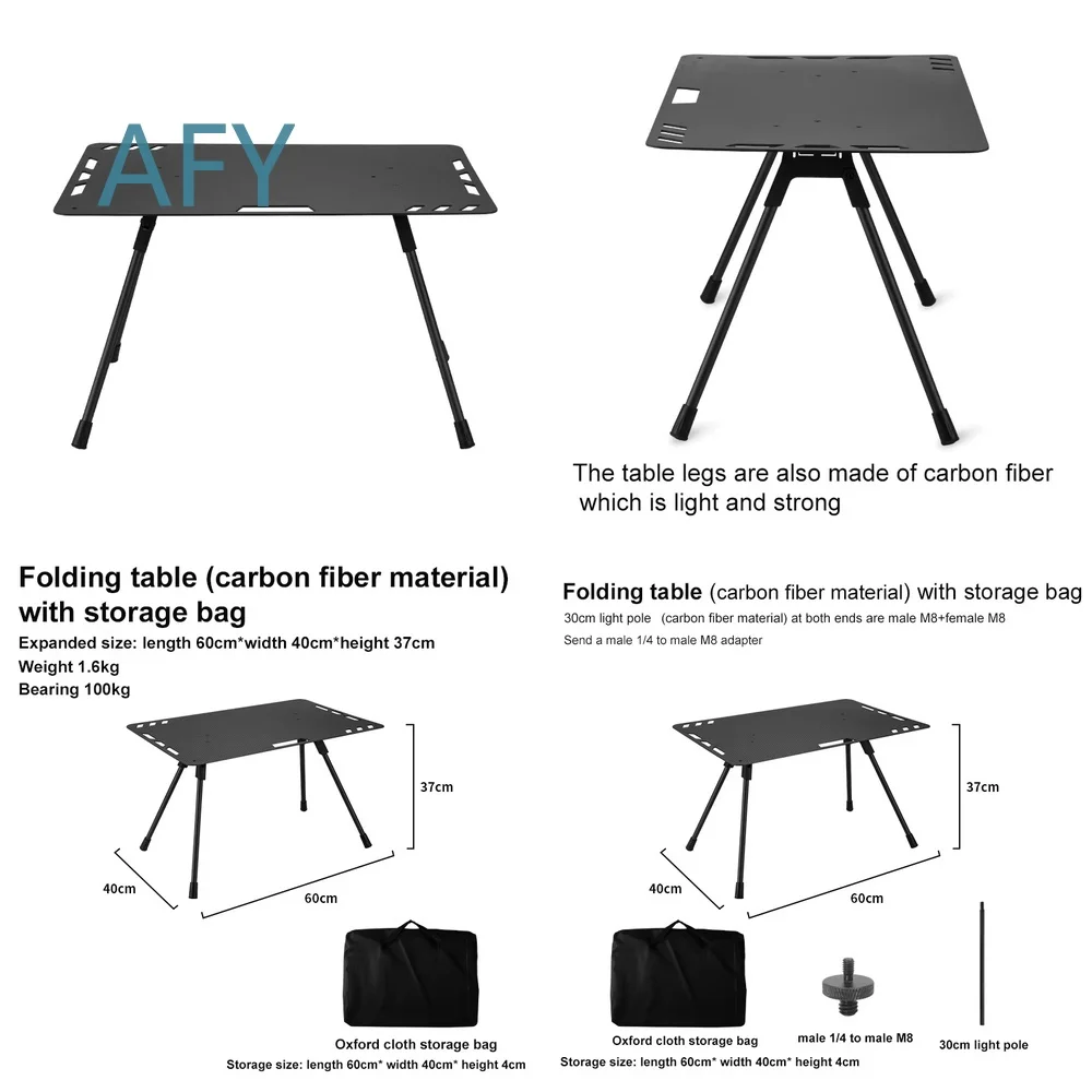 Portable Carbon Fiber Folding Table and Chair for Outdoor Camping Hiking Picnic Travel Lightweight Aluminum Furniture for RV