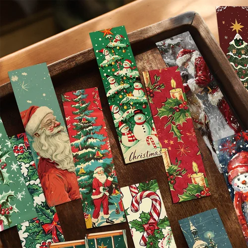 레트로 크리스마스 북마크, 독서 페이지, 책 마킹, 학생용 창의적인 선물, 만화 크리스마스 장식, DIY 북마크, 30 개  Best5