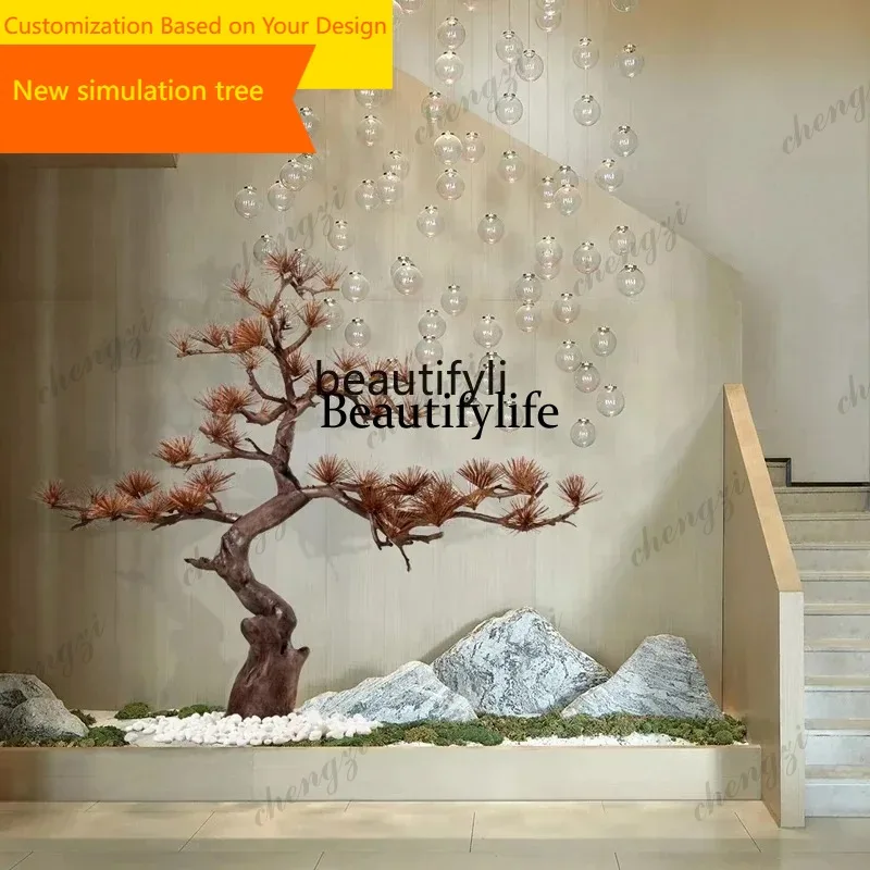A09     New Chinese-style simulated pine tree ornament window entrance hotel lobby sales office clubhouse landscaping floor de