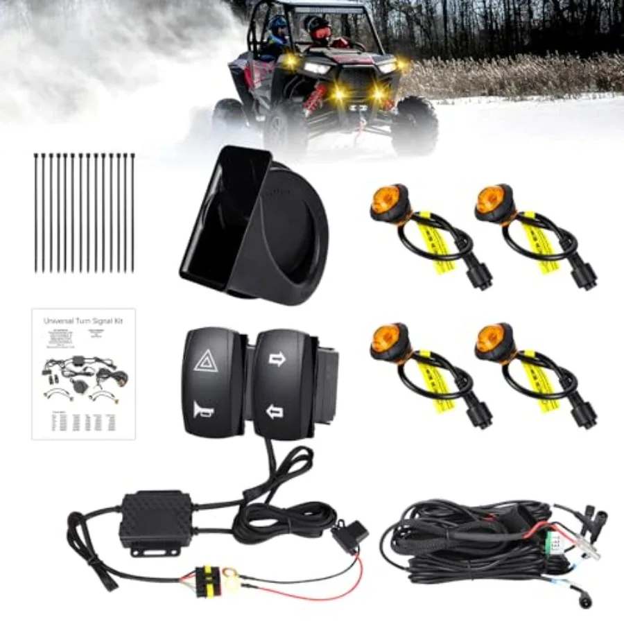 

Комплект светодиодных поворотников Amber Led UTV 4 в 1, универсальные поворотники для UTV и ATV, разрешенные для использования на дорогах общего пользования, с переключателем и подключением Plug and Play.