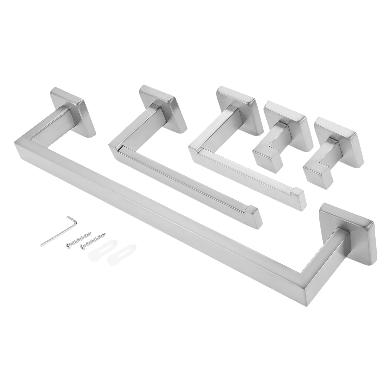 

5 шт. набор фурнитуры для ванной комнаты из нержавеющей стали 304, настенное крепление для полотенец, держатель для бумаги, крючок для халата, кухня/спальня, матовый никель/черный