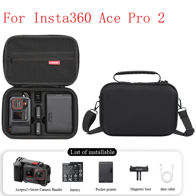 

Сумка для хранения и переноски камеры Insta360 Ace Pro 2, чехол-портфель из ПУ с плечевым ремнем для аксессуаров Insta 360 Ace Pro2