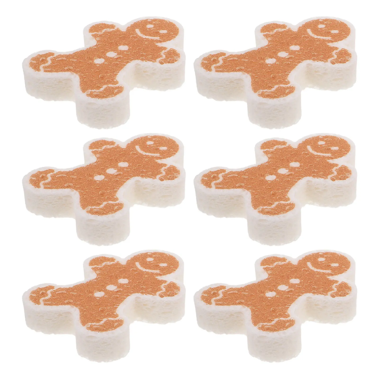 6Pcs Festive Gingerbread Dish Sponges Christmas Kitchen Cleaning Sponges Expanding Water Absorbent Pan Scrubber Dishwashing