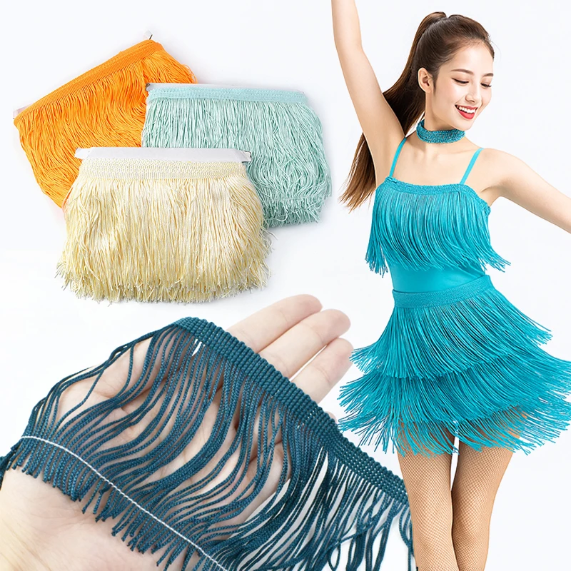 

10M Tassel Fringe Trim 10/15/20/30cm for Latin Dance Costume Dress Curtain Stage Performance Lace Ribbon Sewing Craft Material