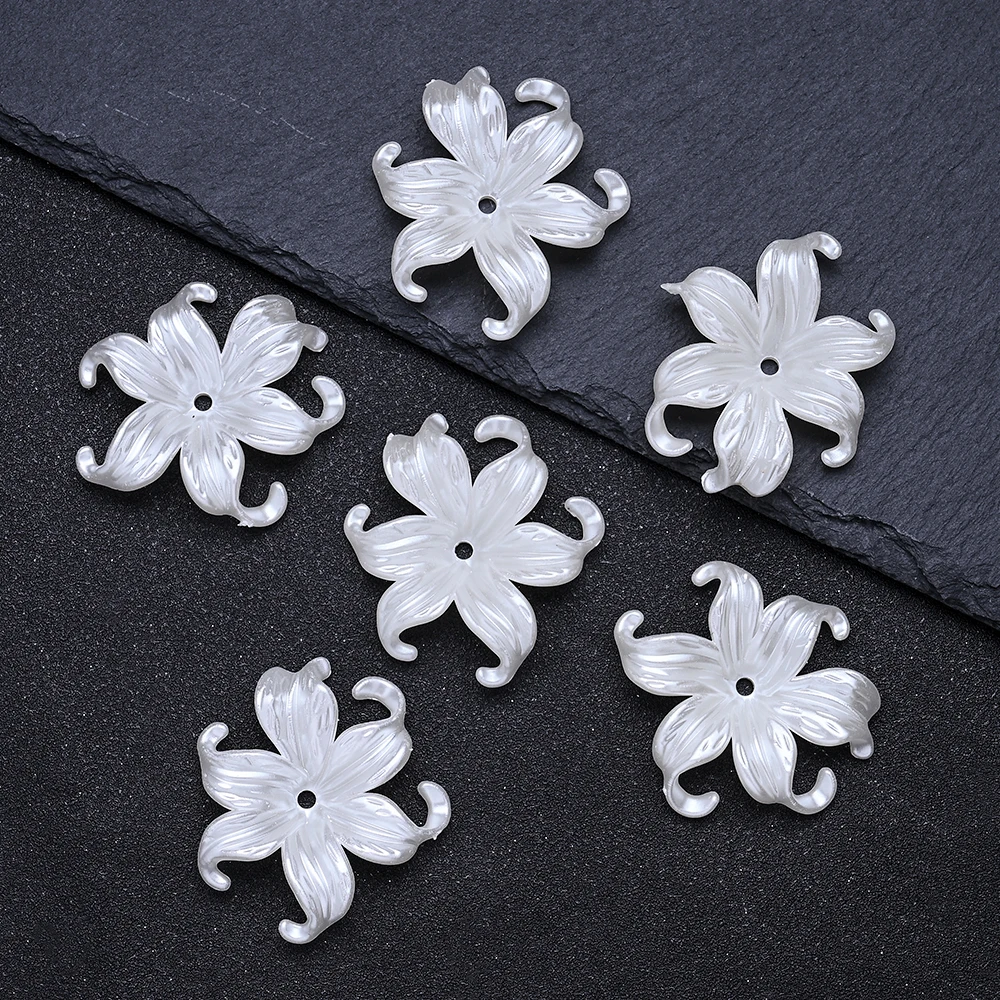 20 Stück Acryl-Imitationsperlen in Off-White, Aquatische Pflanzen, Blumen, Perlen für Armbänder, Halsketten und DIY-Schmuckherstellung – Detail 11