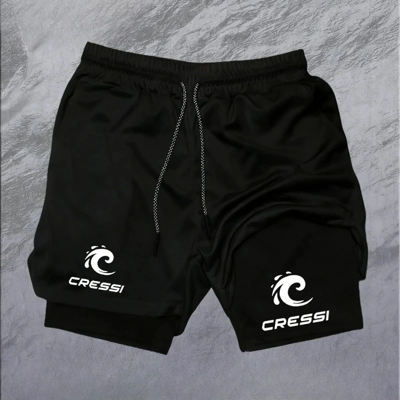 Outdoor Sportswear Men's Fitness Training Short Summer 2-In-1 Quick Dry Gym Beach Fashion Running Double-deck Moisture Absorbing