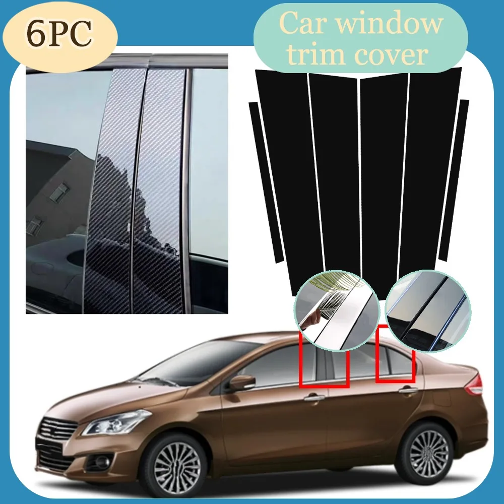 

Glossy Black Carbon Fiber Window Door Column Deal B C Pillar Post For Suzuki Ciaz 2014-2020 2015 2016 2017 2018 2019 Cover Trim