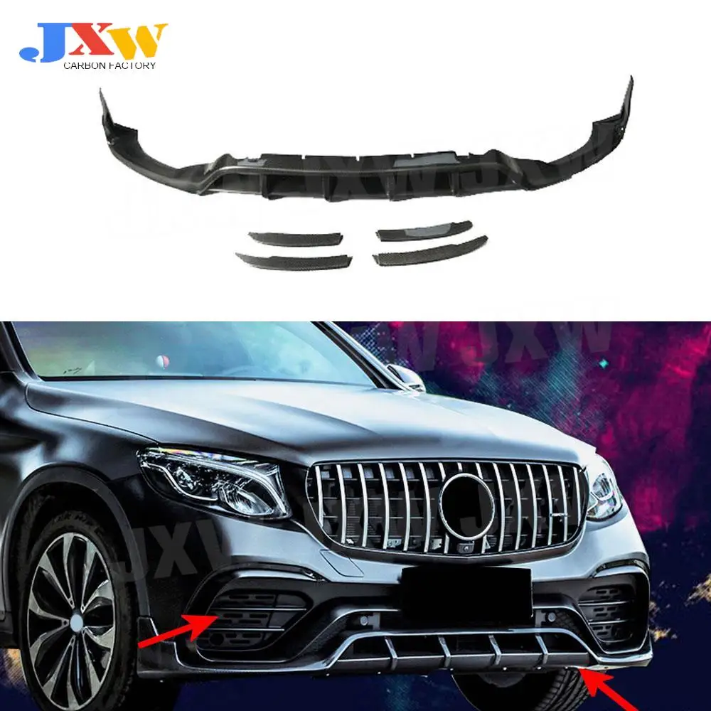 

Carbon Fiber Front Lip Spoiler Canard Splitters for Benz GLC Class Coupe W253 2016 - 2019 not for original GLC63 Bumper