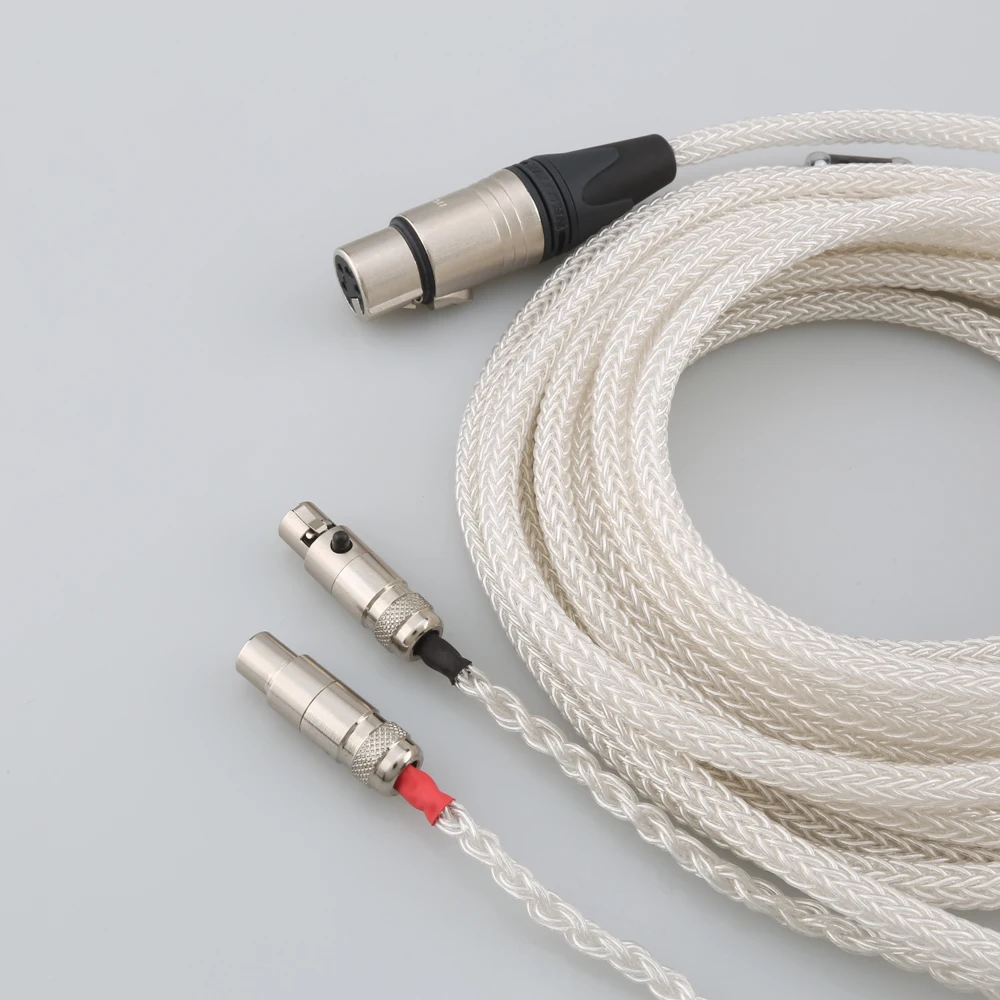 Audiocrast Cable de plata 100% pura de 16 núcleos para cable de extensión de actualización de auriculares Abyss ab-1266