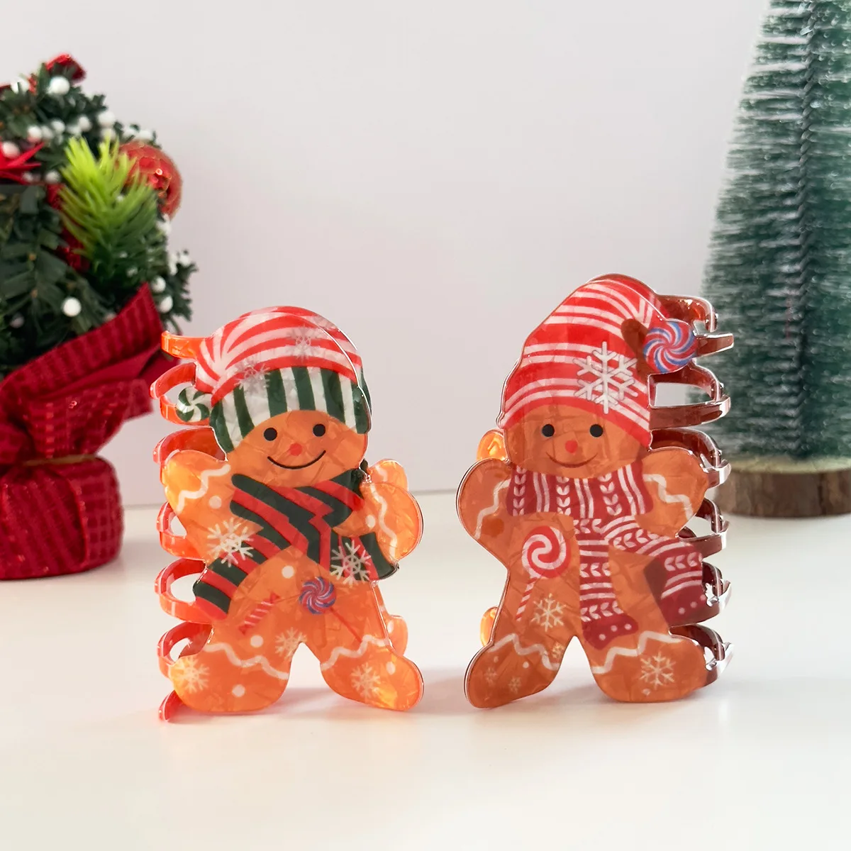 2025 جديد عيد الميلاد الزنجبيل رجل مشبك شعر لطيف ثلج الأيائل الغزلان كراب مشبك شعر الكرتون مخلب كليب إكسسوارات الشعر للنساء #5