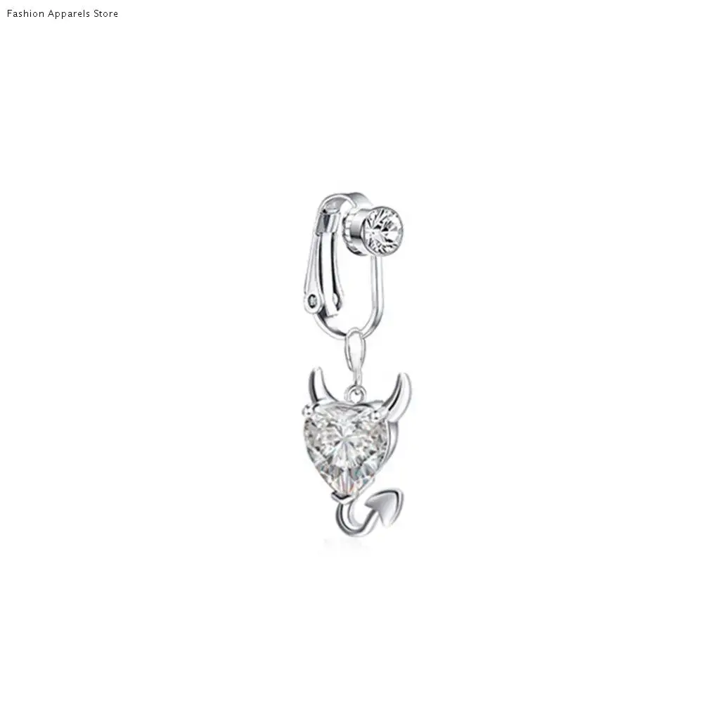 Piercing corporal de acero inoxidable con diamantes de imitación, joyería geométrica, anillo para ombligo, Piercing para ombligo falso, anillo para ombligo